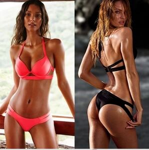 NWT Victoria's Secret Swim Hottie Banded Itsy Bikini Bottom Red Medium